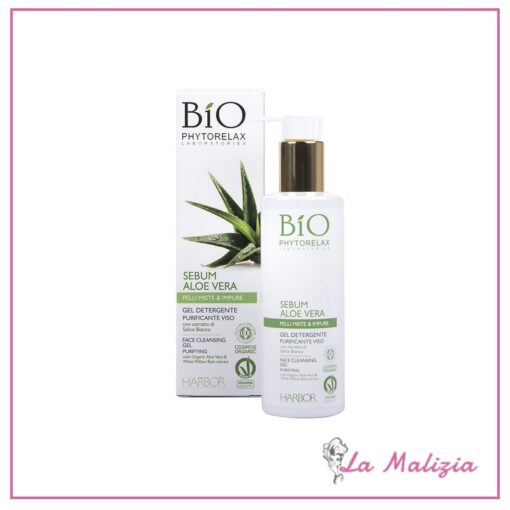 Phytorelax Bio Sebum Aloe Vera gel detergente purificante viso 200 ml