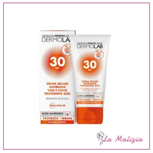 Dermolab Crema Solare Antirughe Viso e Collo Protezione Alta SPF 30 50 ml