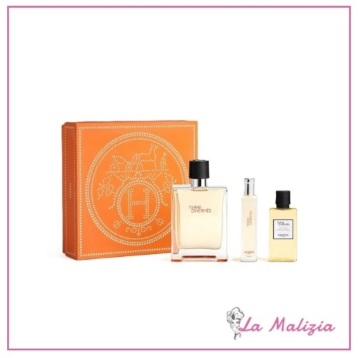 Terre d'Hermes cofanetto 100 ml edt spray+15 ml edt spray+gel doccia  corpo e capelli 40 ml